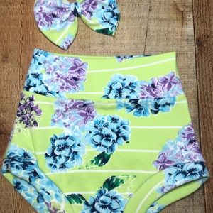 6/9 months bummies with matching hair bow